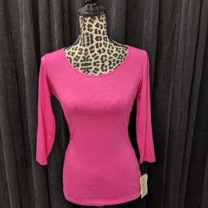 Pink Scoop Neck Tee by Body Bark, layering top